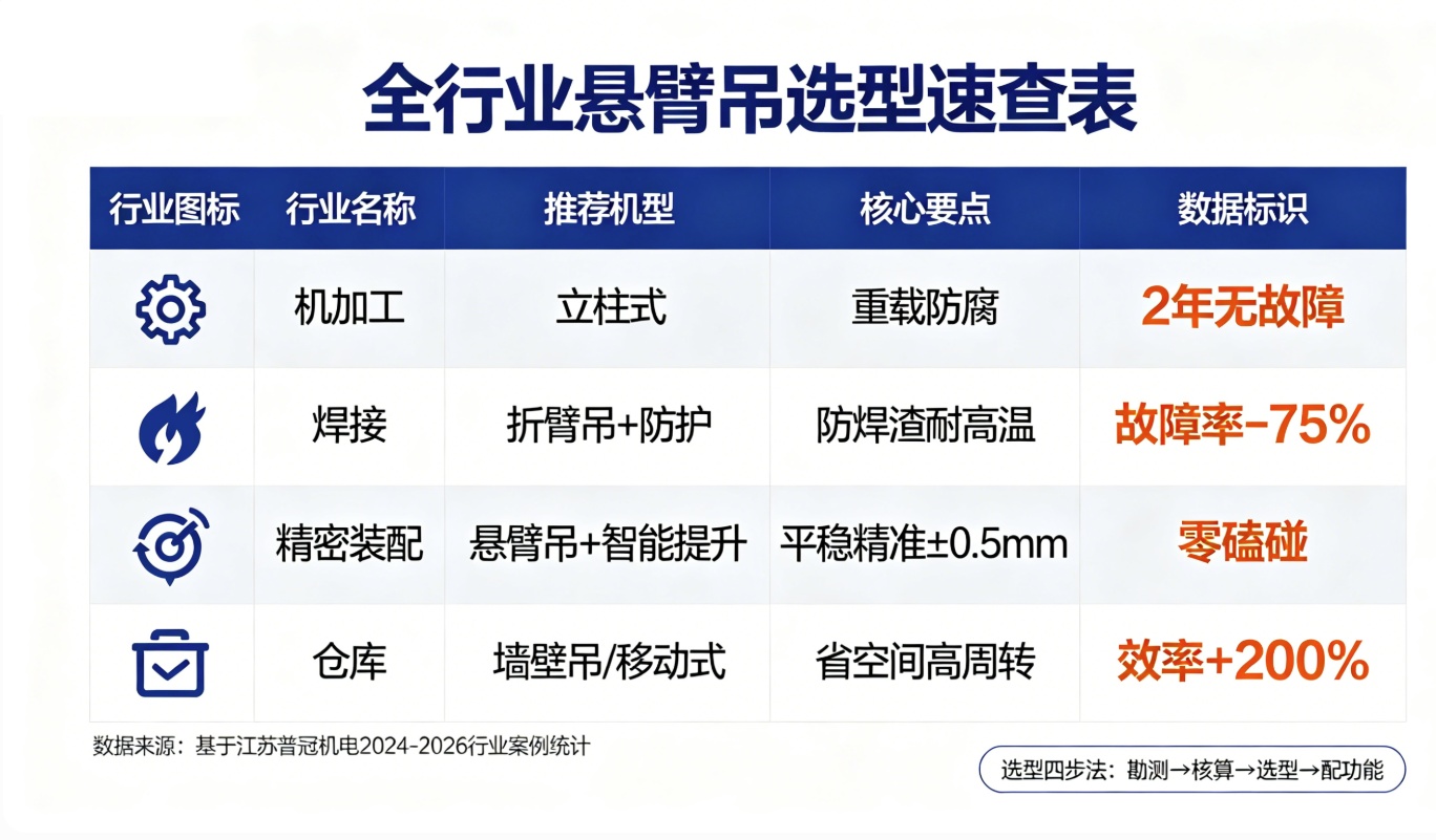 悬臂吊选型速查表 悬臂吊选型速查表