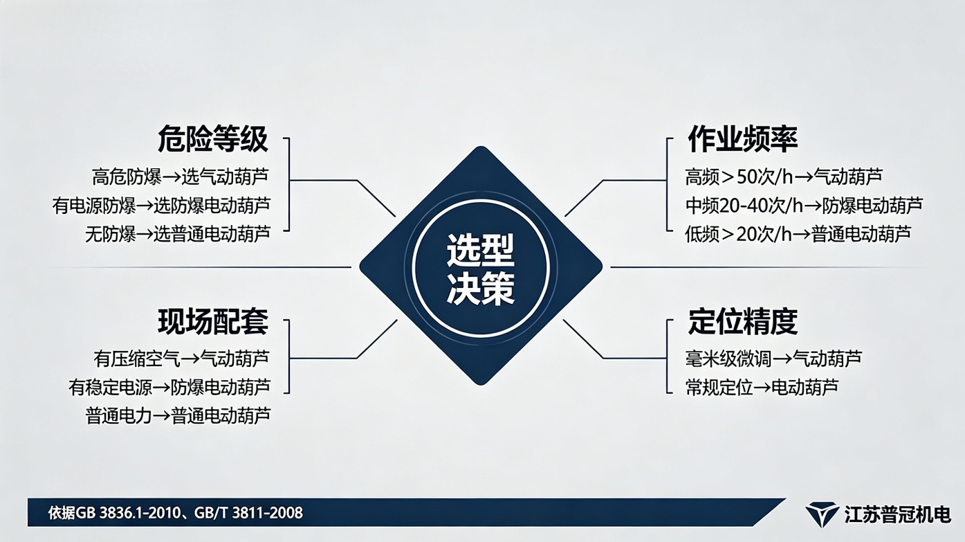 防爆葫芦选型决策流程图 防爆葫芦选型决策流程图
