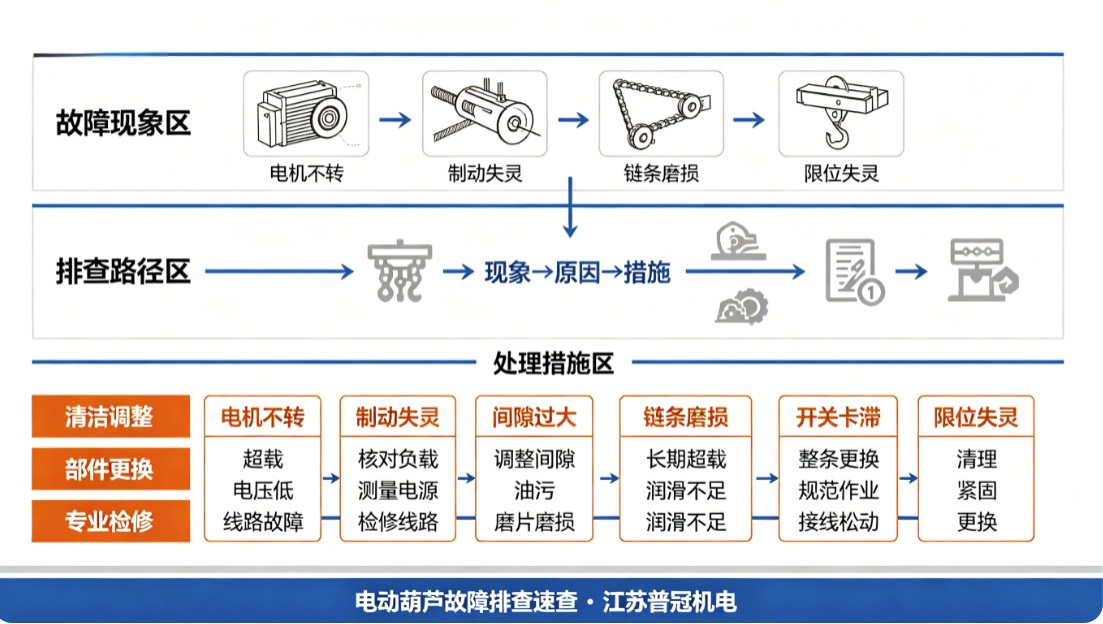 电动葫芦故障排查流程图 电动葫芦故障排查流程图