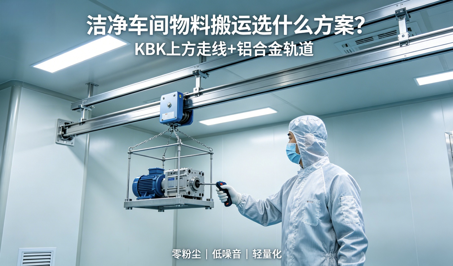 洁净车间物料搬运选什么方案？KBK上方走线+铝合金轨道优势详解