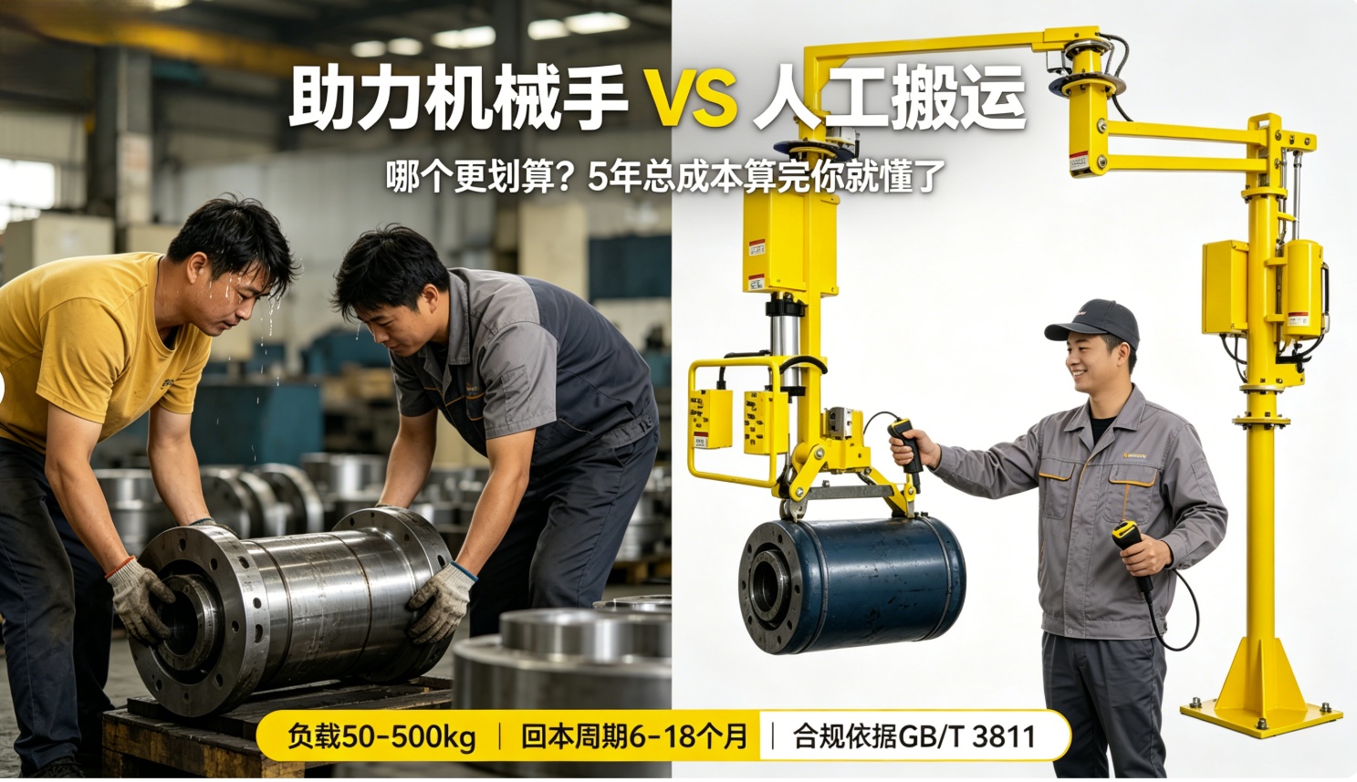 助力机械手VS人工搬运，哪个更划算？5年总成本与回本周期全解析