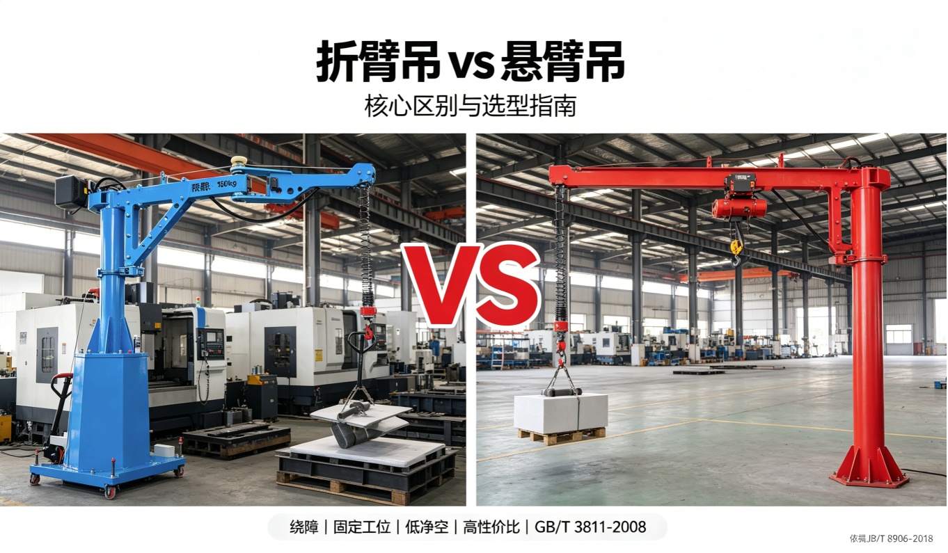 苏州折臂吊厂家怎么选？折臂吊和悬臂吊的核心区别及适用场景