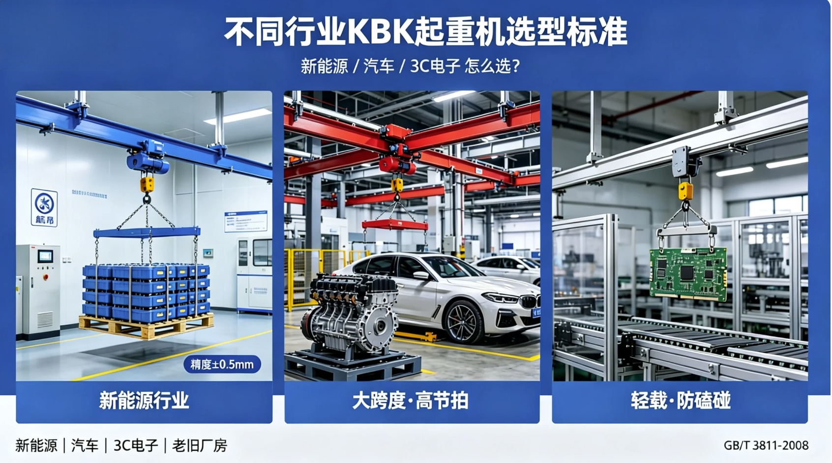 不同行业KBK起重机选型标准：新能源 / 汽车 / 3C 电子怎么选？