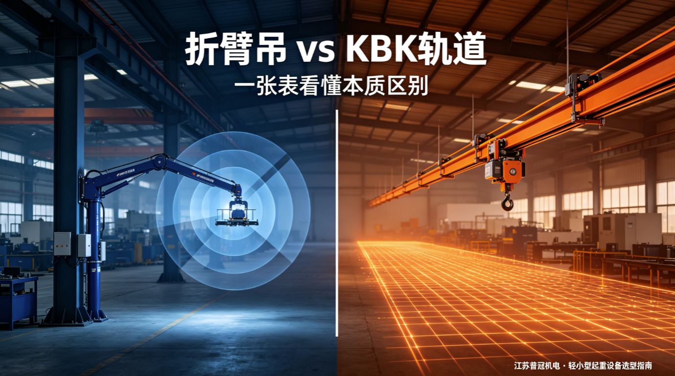 折臂吊和KBK轨道怎么选？一张表看懂两者在车间里的本质区别