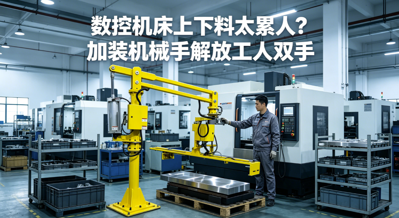 工人单手操控助力机械手精准完成数控机床上下料.png